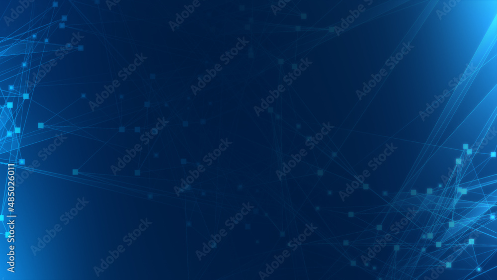 Fototapeta premium Abstract blue polygon tech network with connect technology background. Abstract dots and lines texture background. 3d rendering.