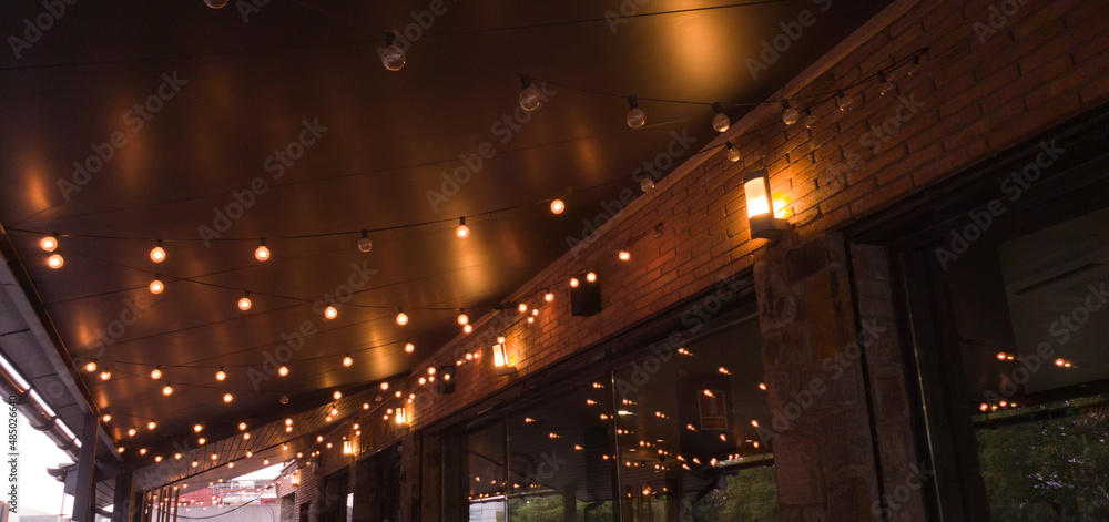 broken effect on a terrace full of lights broken effect on a terrace full of lights
