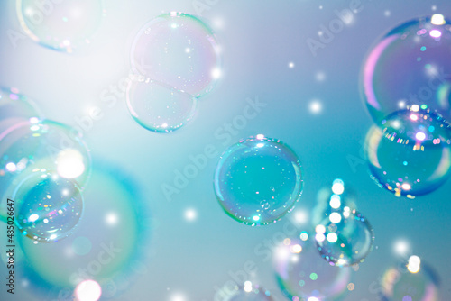 Beautiful Colorful Transparent Soap Bubbles Background 
