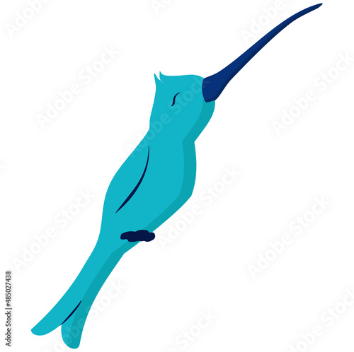 Vector colibrí azul minimalista mirando al cielo