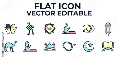 Popular Islamic. Ramadan Kareem elements set icon symbol template for graphic and web design collection logo vector illustration