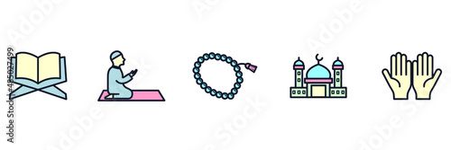 Popular Islamic. Ramadan Kareem elements set icon symbol template for graphic and web design collection logo vector illustration