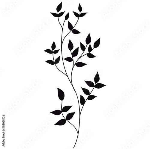 Vector rama florar con hojas pequeñas, ramificación con hojas