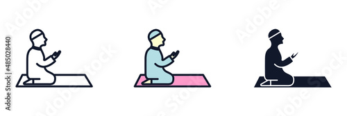 moslem praying icon symbol template for graphic and web design collection logo vector illustration
