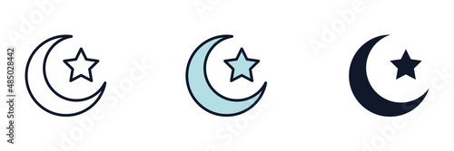 Stars and moon islamic icon symbol template for graphic and web design collection logo vector illustration