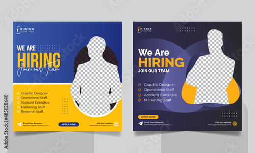 We are hiring job vacancy social media post or square web banner template