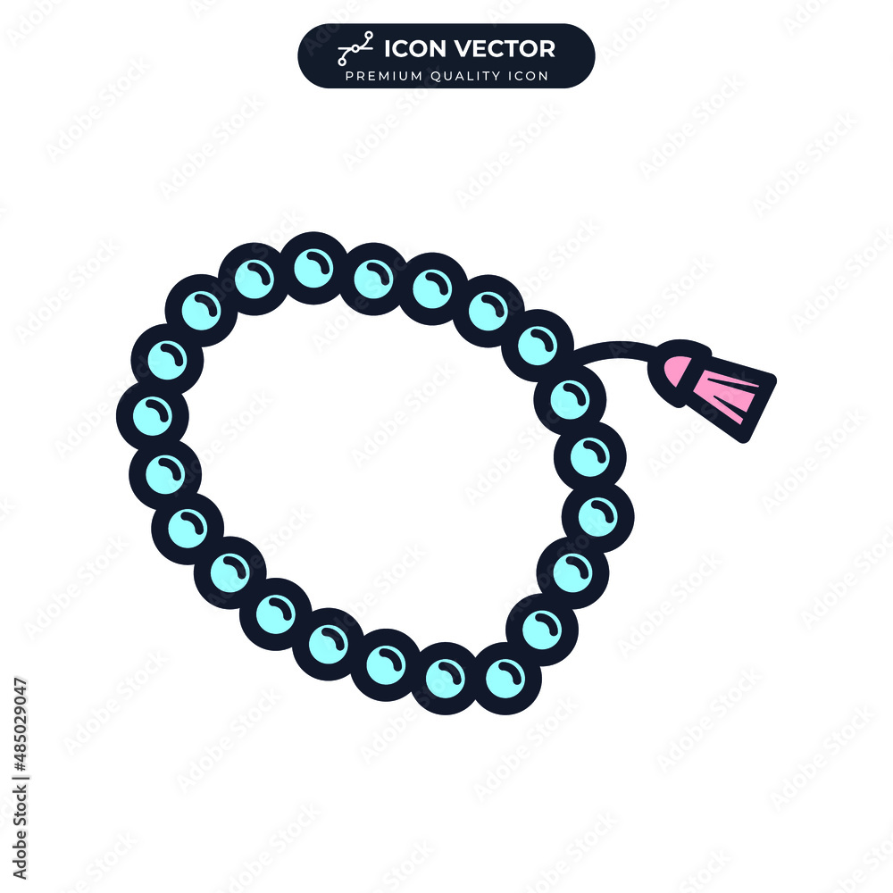 Obraz premium Holy rosary. religious accessory with tassel icon symbol template for graphic and web design collection logo vector illustration