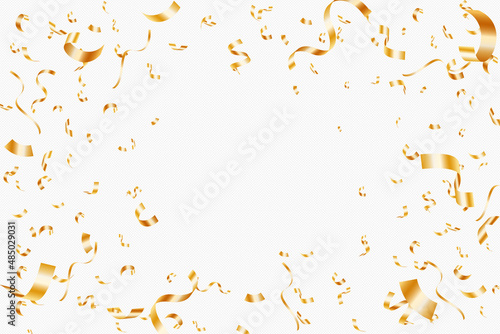 Realistic golden confetti background.
