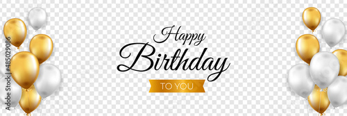 Happy birthday background design with realistic balloons