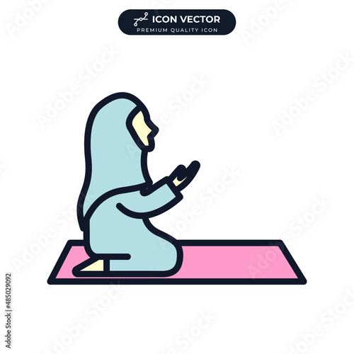 moslem praying icon symbol template for graphic and web design collection logo vector illustration