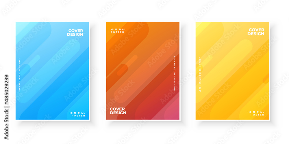 Colorful gradient texture for minimal cover design set