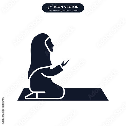 moslem praying icon symbol template for graphic and web design collection logo vector illustration