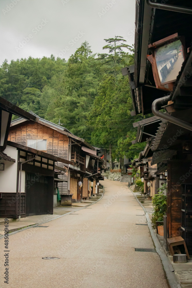 日本の旧宿場町の風景、街道の風景