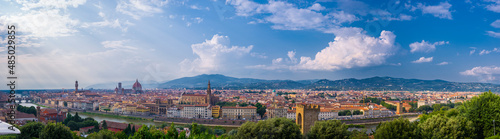 A panorama of Florence from the observation site Piazzale Michelangelo, Italy