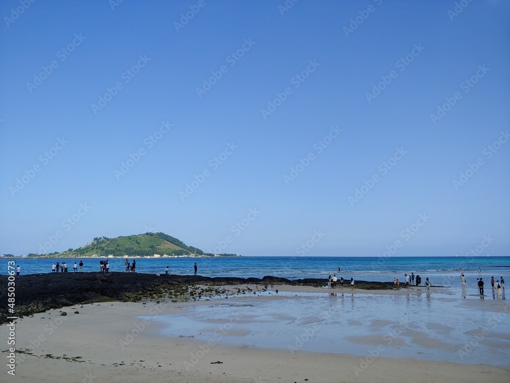 Blue beach in Jeju Island