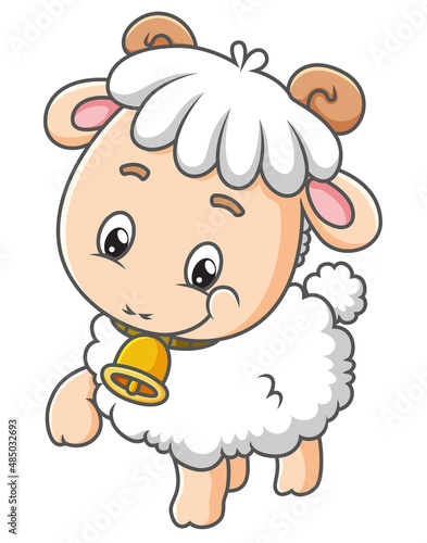 The cute baby sheep in walking with the happy feeling