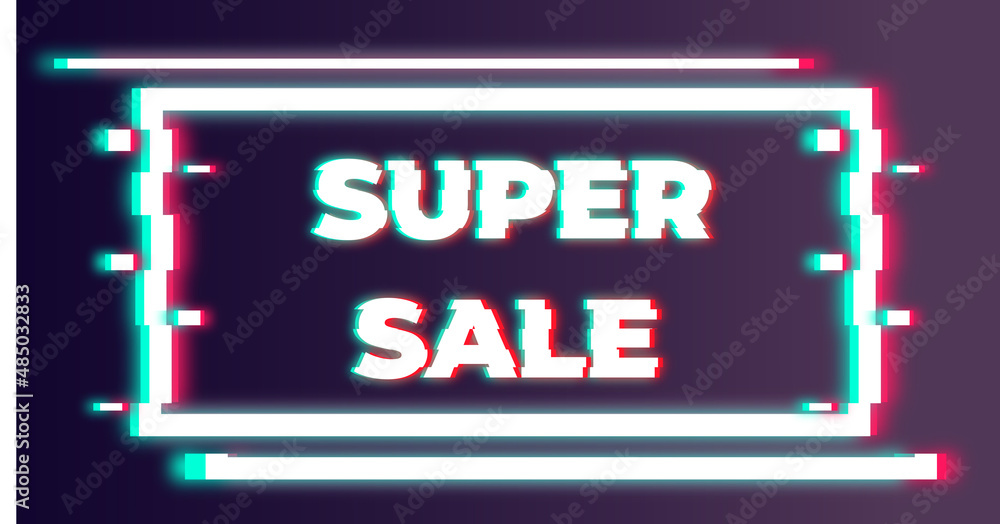 web glitch banner with text for business and shop sale super sale