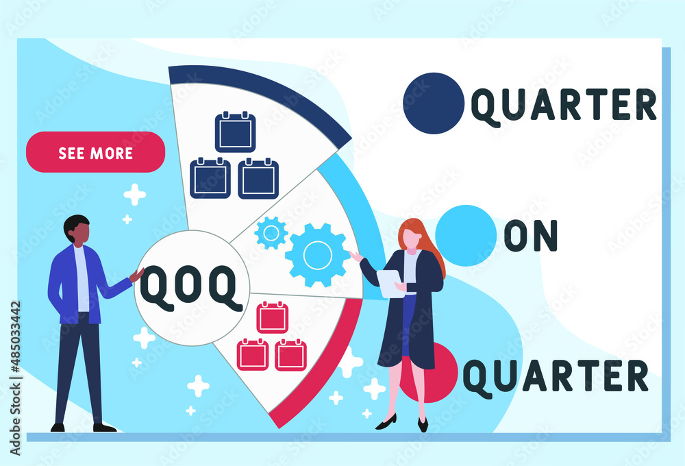 QOQ - Quarter on Quarter acronym. business concept background. vector illustration concept with keywords and icons. lettering illustration with icons for web banner, flyer, landing pag QOQ - Quarter on Quarter acronym. business concept background. vector illustration concept with keywords and icons. lettering illustration with icons for web banner, flyer, landing pag