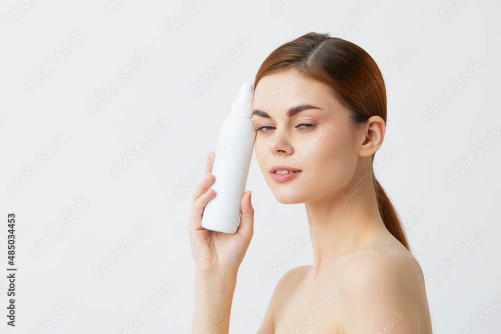 portrait woman lotion jar clean skin health care close-up Lifestyle