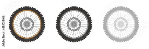 オフロードバイクのタイヤのイラストセット
