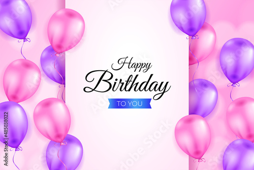 Happy birthday background design with realistic balloons