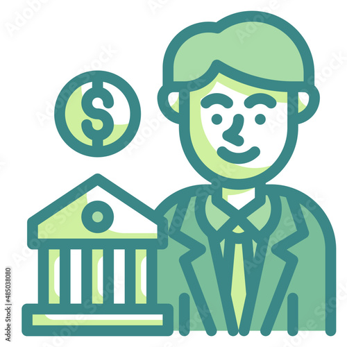banker blue line icon