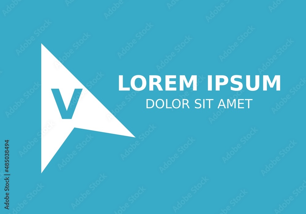 Fototapeta premium Initial Letter V with Arrow Logo Design Inspiration in blue background.