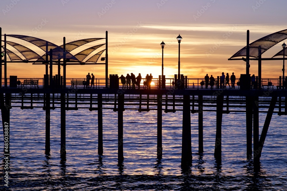 sunset over the pier