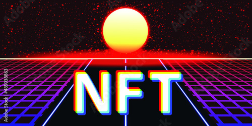 Nft . Modern crypto art background . Vector design composition with various geometric shapes . Abstract contemporary art . New modernism .