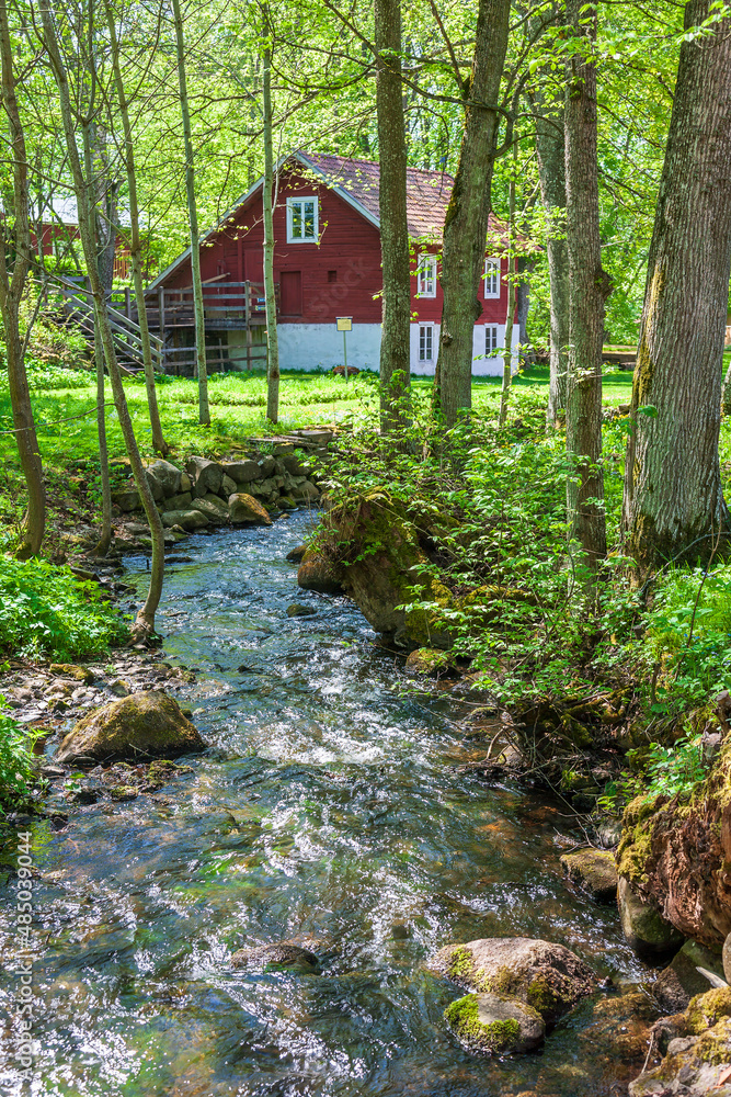 Stream in a woodland to a Mill house Stream in a woodland to a Mill house