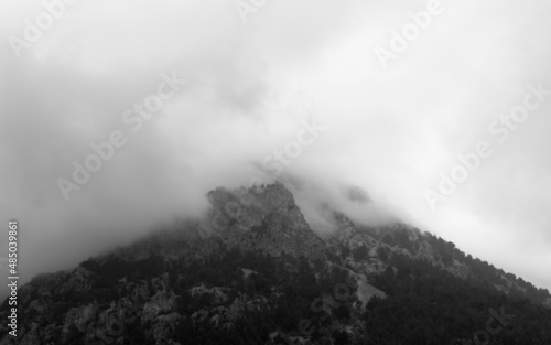 The Tramuntana mountains near the village of Biniaraix on the island of Mallorca  photo