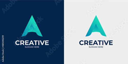 set of letter A and abstract logo