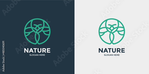 linear style tree logo set