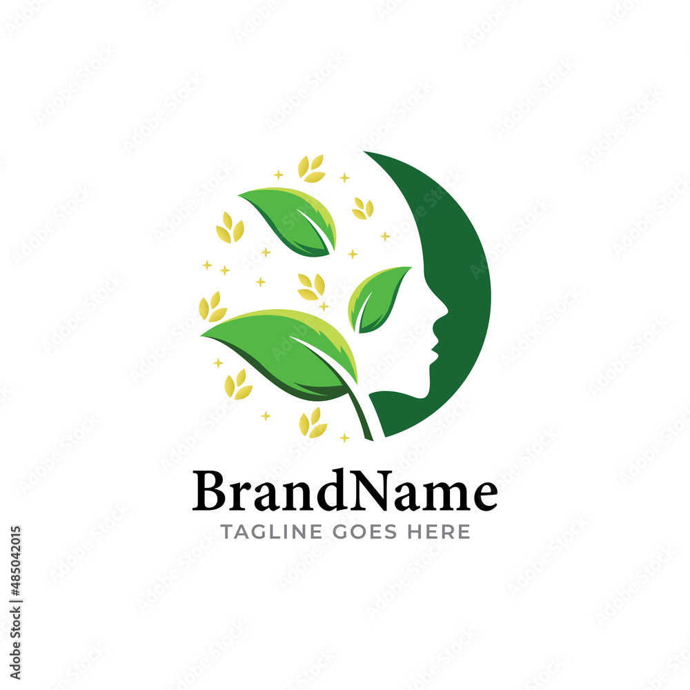 Leaf face concept of leaves forming a man and a womans faces in profile Leaf face concept of leaves forming a man and a womans faces in profile