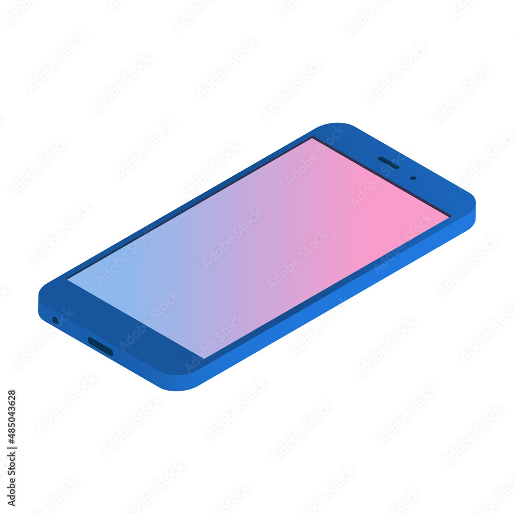 Vector illustration of touch phone in isometry. Vector illustration of touch phone in isometry.
