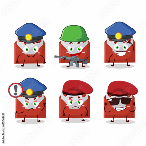A dedicated Police officer of red love envelope mascot design style