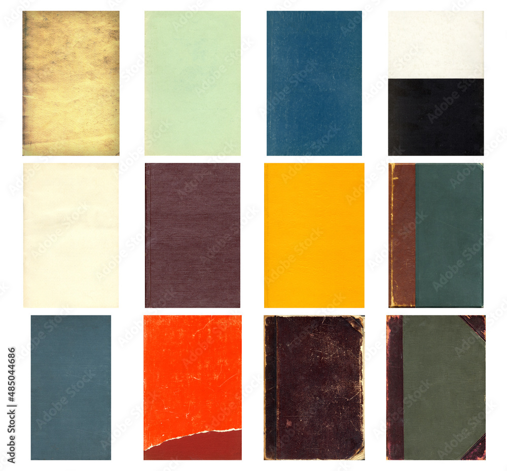 Paper and textile textures set. Blank retro pages and old book covers. Rough faded canvas surface. Perfect for background and vintage style design. Empty place for text. Paper and textile textures set. Blank retro pages and old book covers. Rough faded canvas surface. Perfect for background and vintage style design. Empty place for text.