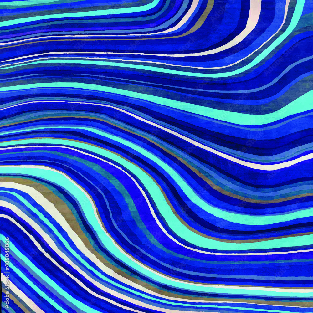Fototapeta Blue wavy effect lines dynamic retro poster paint wallpaper
