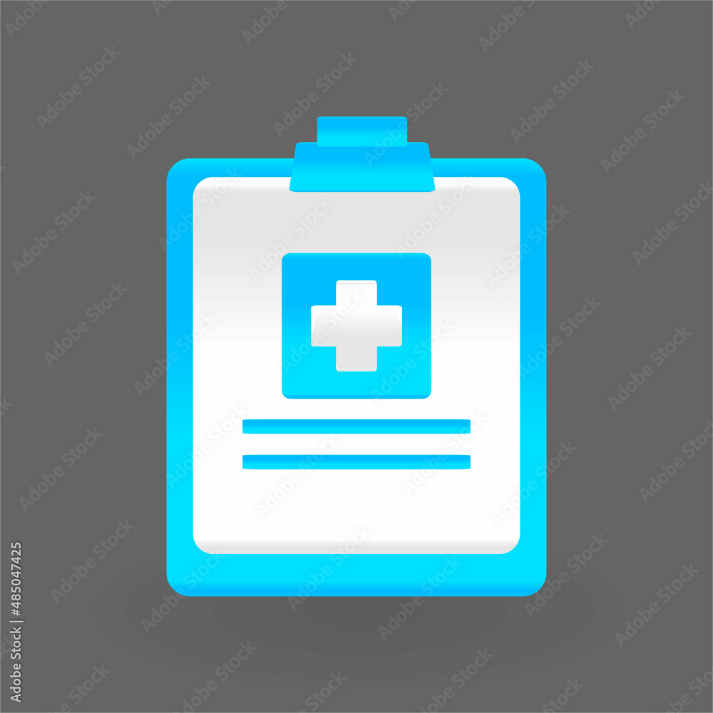 Fototapeta premium Illustration of clinic diagnostic document with plus and text isolated