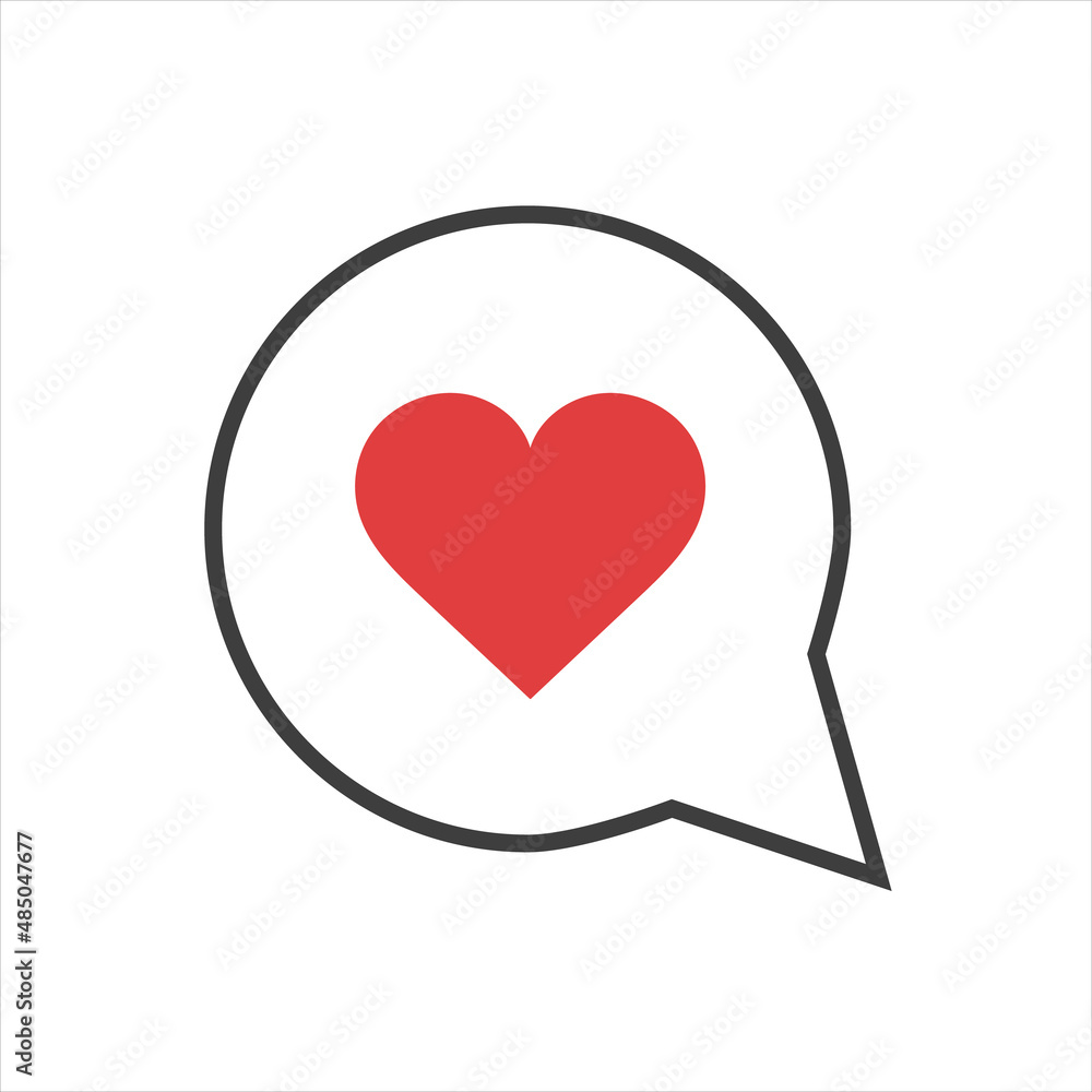 Heart symbol speech bubble on white background Heart symbol speech bubble on white background