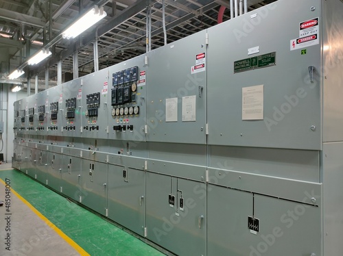 Electric room in industrial,selective focus,Maintenance for shutdown or turnaround.Switchgear in electric room.	