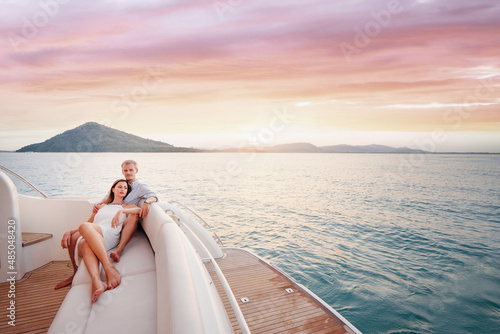 Loving couple on the yacht. © luengo_ua