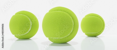 Tennis winner podium concept, three sport ball isolated on white, 3d render © Rawf8