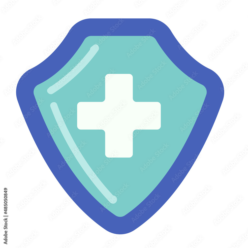Shield with cross isolated o white. Healthcare protection illustration Shield with cross isolated o white. Healthcare protection illustration
