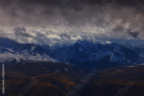 mountains snow altai landscape, background snow peak view © kichigin19