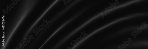 Abstract black wave background. Dark rippled cloth.