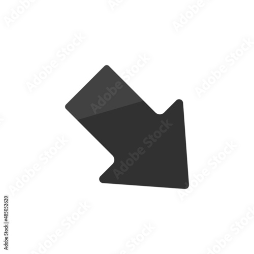 キラリと光る黒い右斜め下方向の矢印のアイコン - 下向き・右下・南東・斜め下の素材