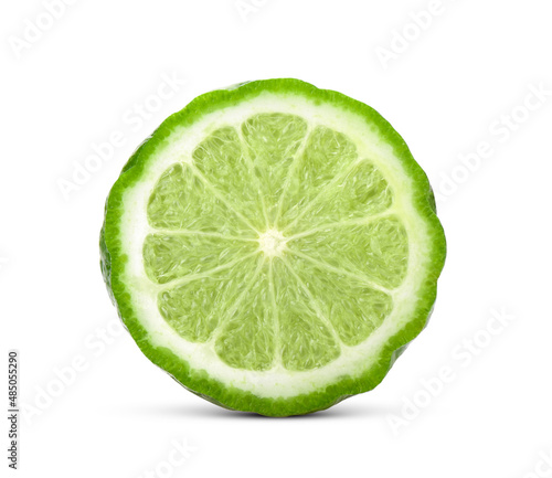 bergamot cut in half on white background