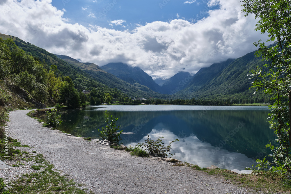 Génos Loudenvielle lake(Lac de Loudenvielle) , between the mountains of the French Pyrenees. vacations to relax, disconnect and do healthy activities. Loudenville, France