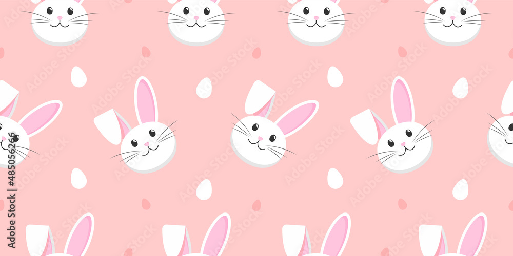 Easter Bunny with eggs cartoon pink Easter Bunny with eggs cartoon pink